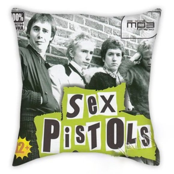 Awesome Sex Pistols Pillow cover Cream and Black with Lime Green Logo - Picture 1 of 3